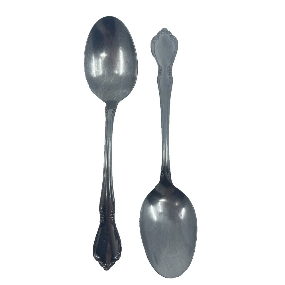Oneida Chateau Set of 2 Soup Spoons Oneidacraft Deluxe Stainless Flatware 7